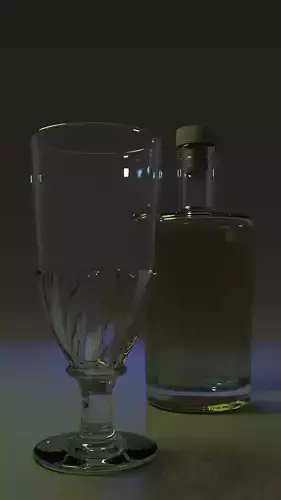 Absinthe glass and bottle of alcohol