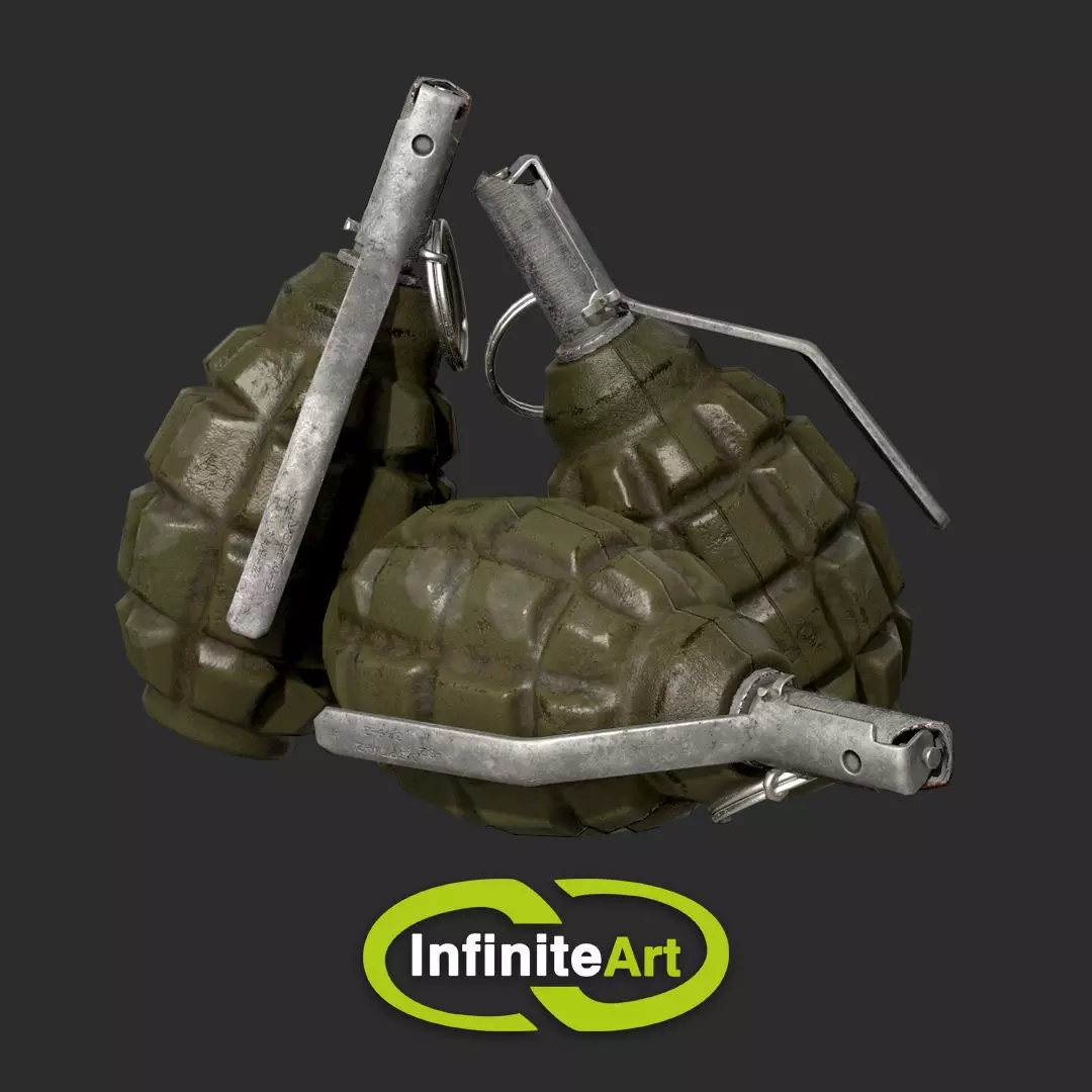 Grenade F-1 Low-poly 3D model_0