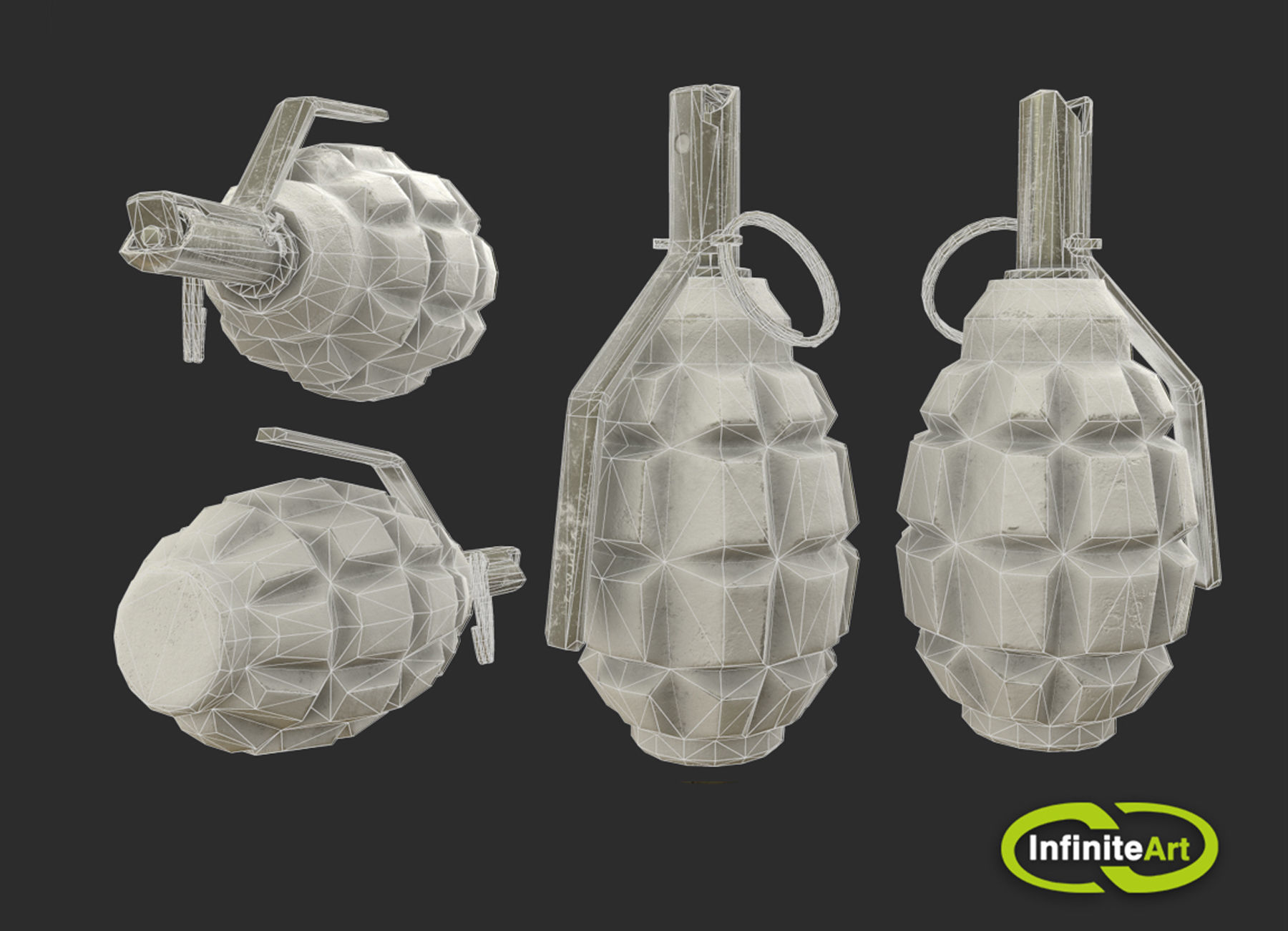 Grenade F-1 Low-poly 3D model_2