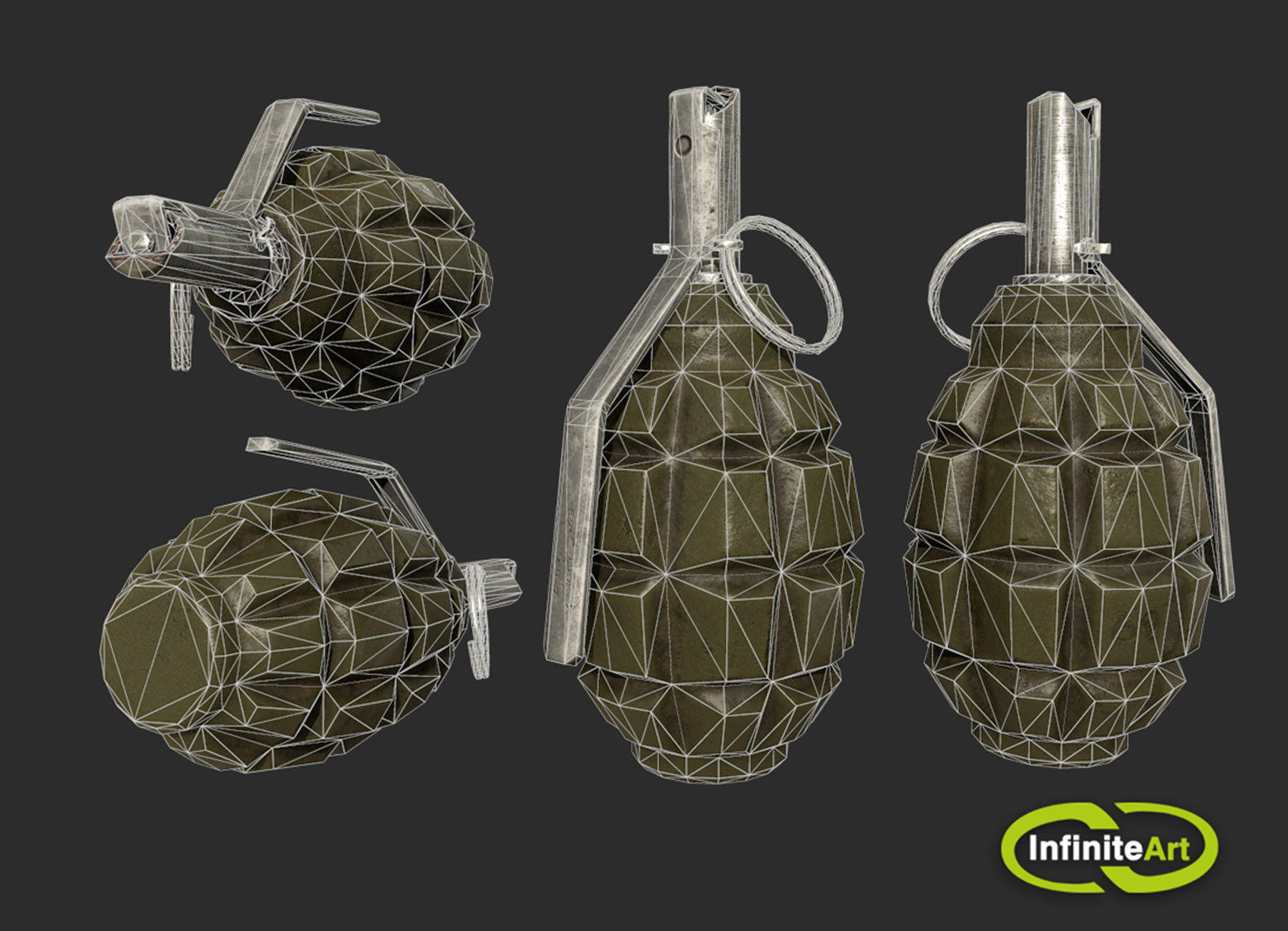 Grenade F-1 Low-poly 3D model_3