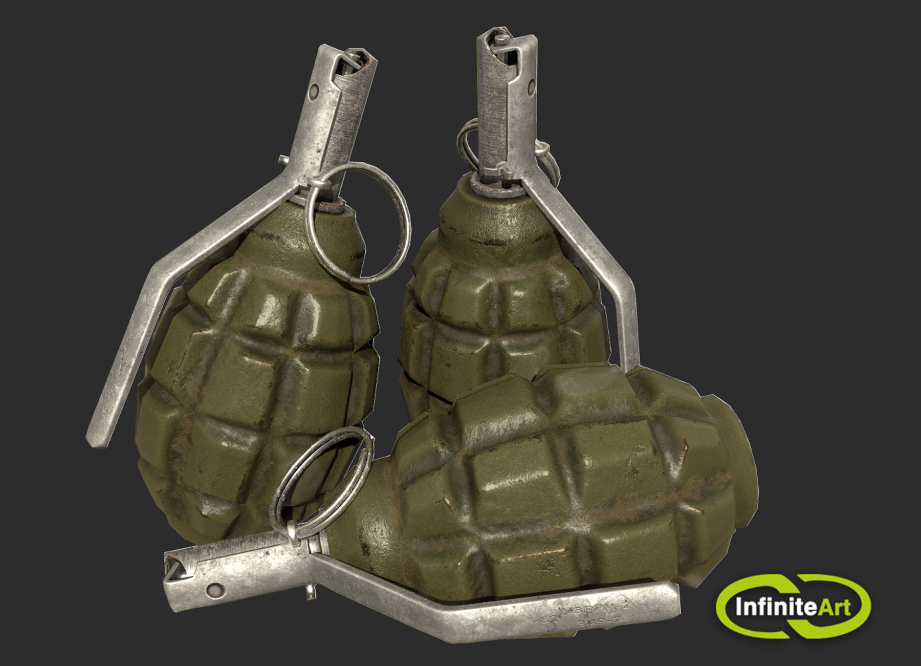 Grenade F-1 Low-poly 3D model_6
