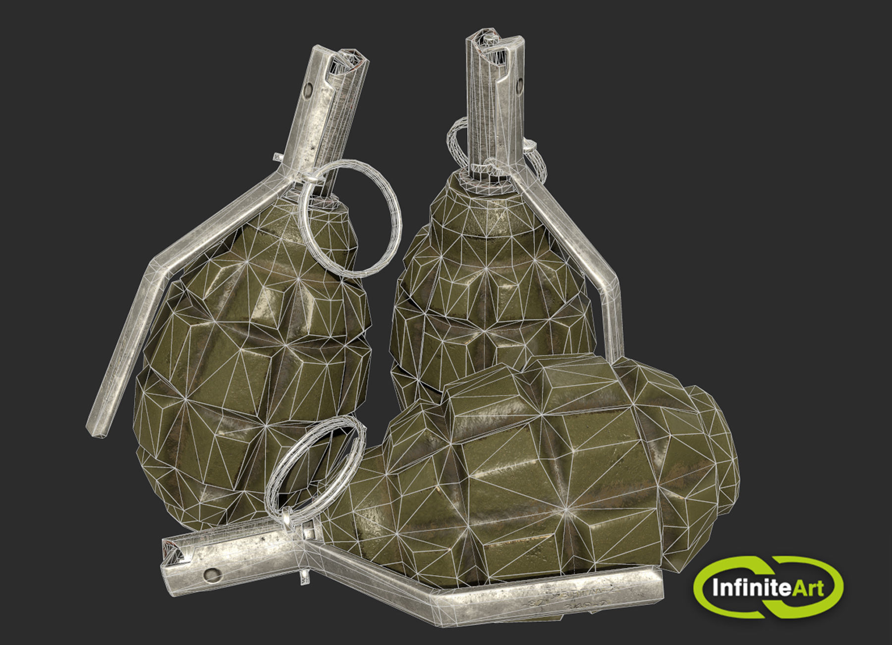 Grenade F-1 Low-poly 3D model_5