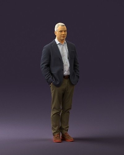 Man inblue jacket brown pants 0410 3D Print ready 3D print model
