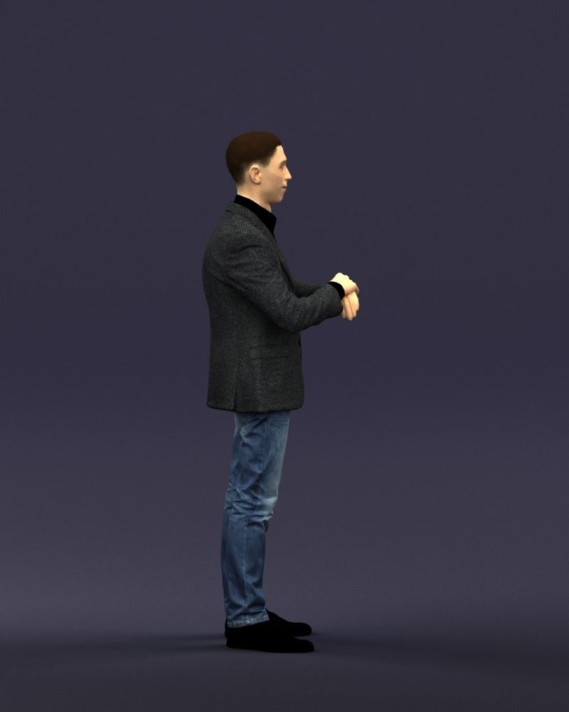 Refined black jacket man 0421 3D model_9