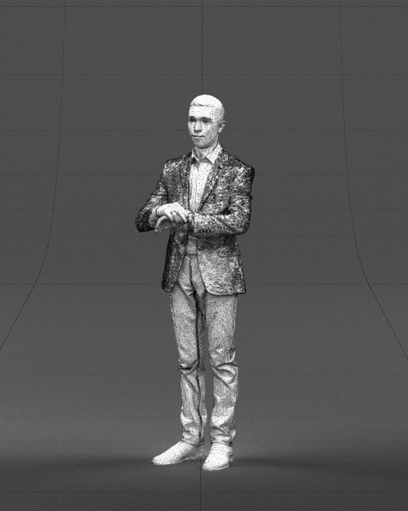Refined black jacket man 0421 3D model_35