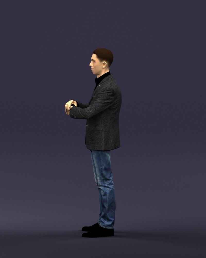 Refined black jacket man 0421 3D model_27