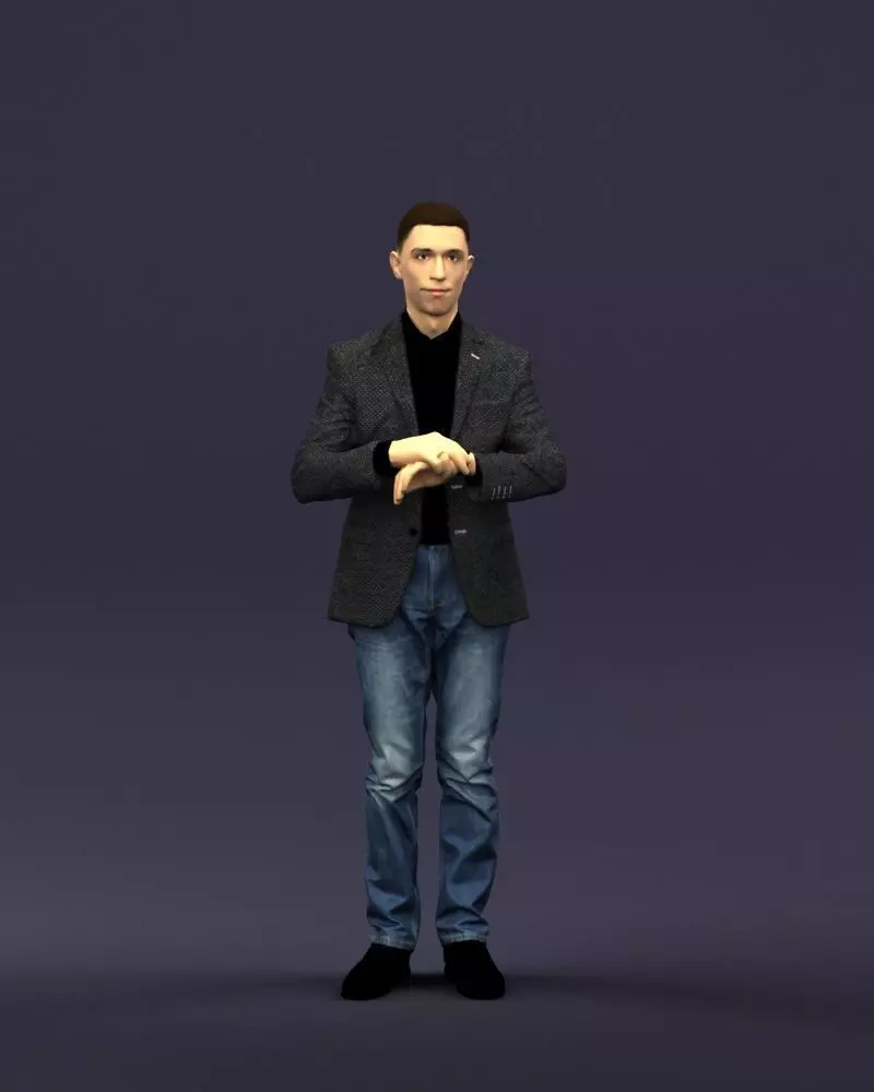 Refined black jacket man 0421 3D model_0