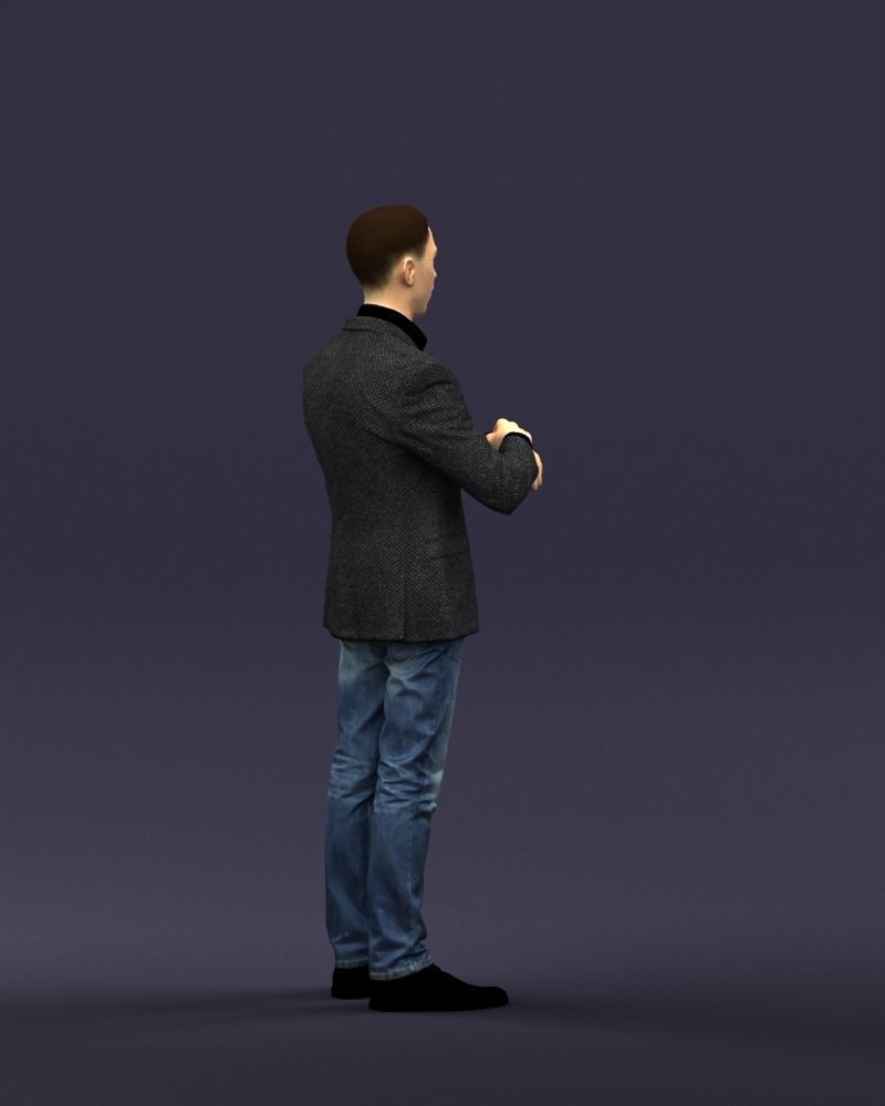 Refined black jacket man 0421 3D model_12