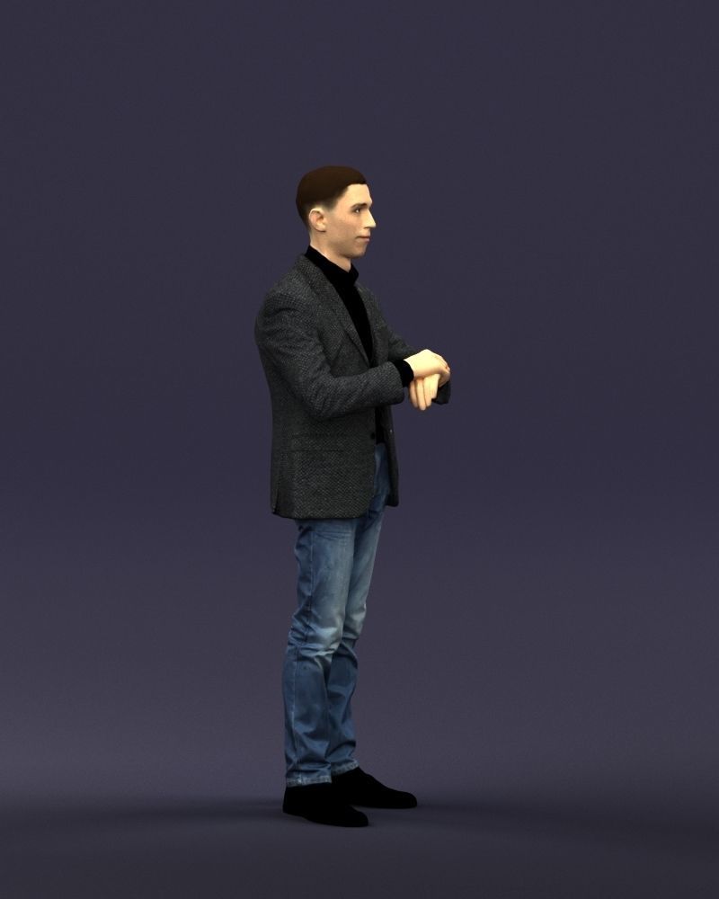 Refined black jacket man 0421 3D model_6
