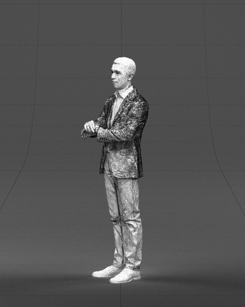 Refined black jacket man 0421 3D model_32