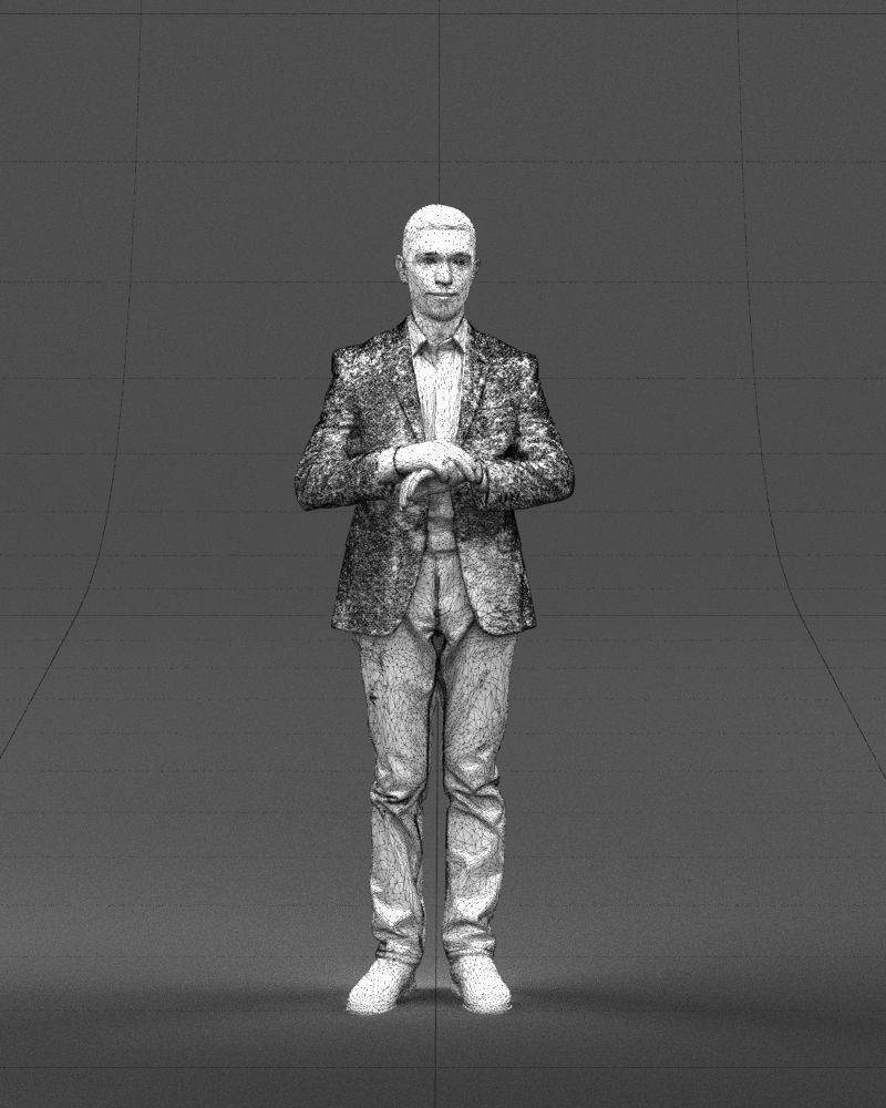 Refined black jacket man 0421 3D model_2