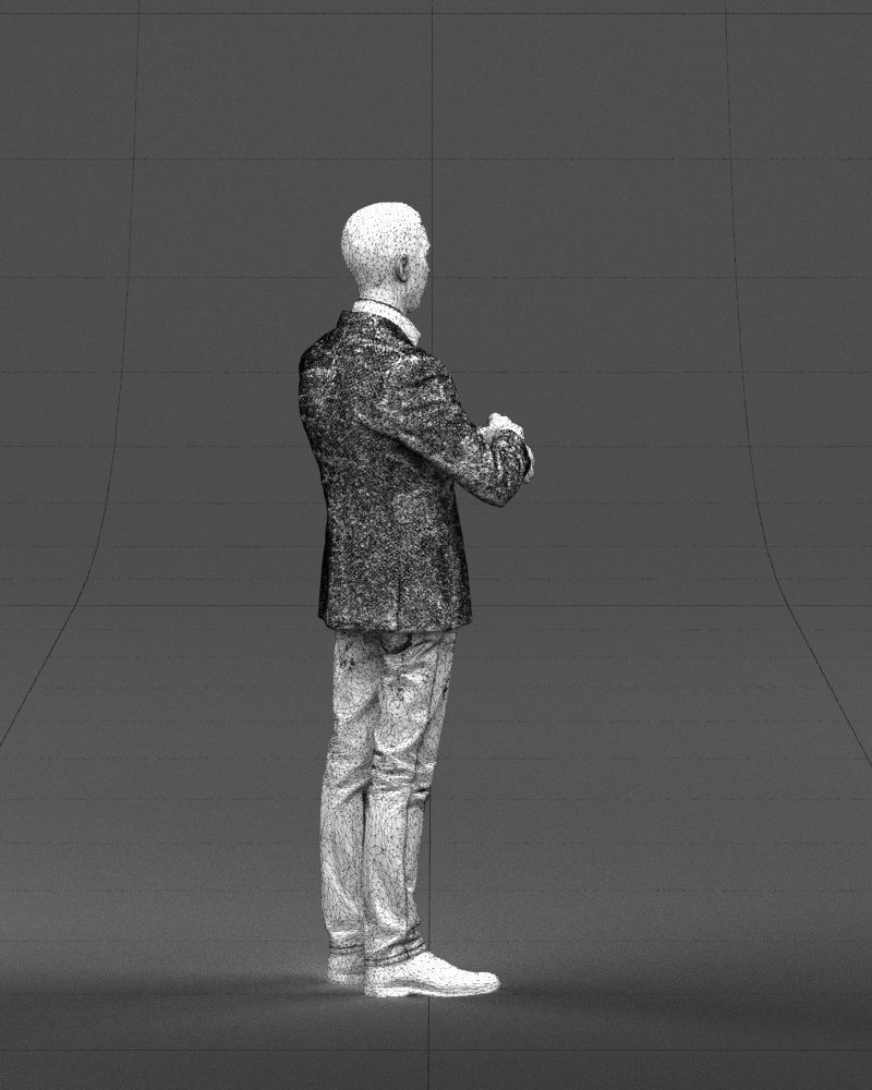 Refined black jacket man 0421 3D model_14