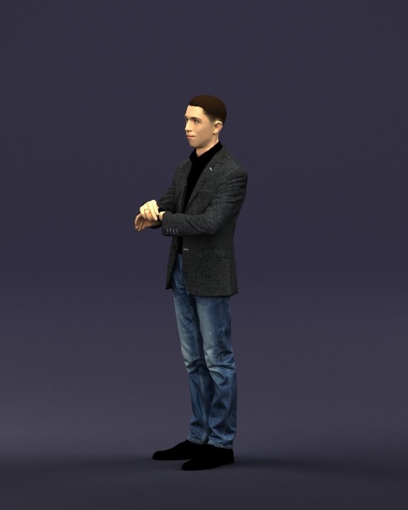 Refined black jacket man 0421 3D model_30
