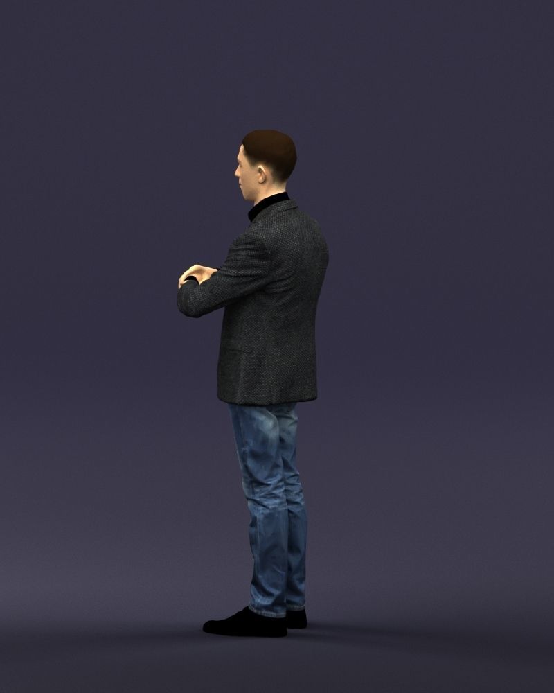 Refined black jacket man 0421 3D model_24