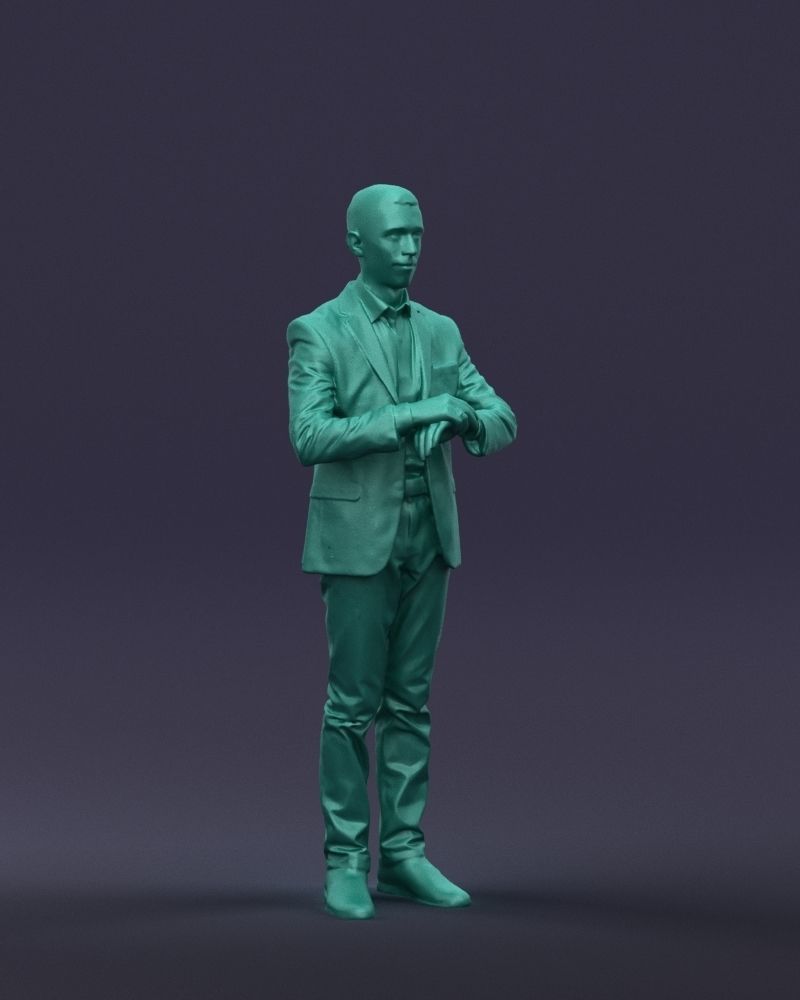 Refined black jacket man 0421 3D model_4