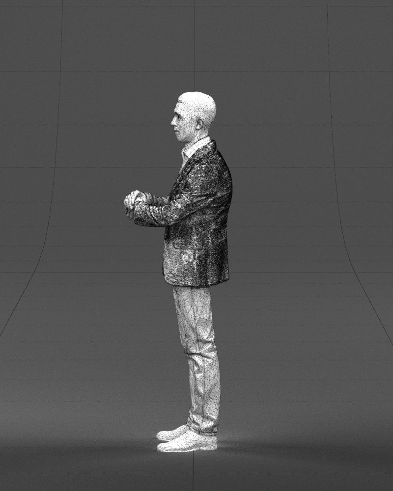 Refined black jacket man 0421 3D model_29