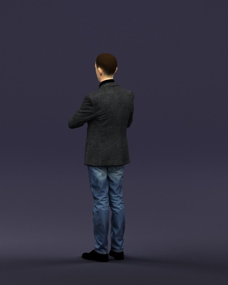 Refined black jacket man 0421 3D Print ready 3D print model_21