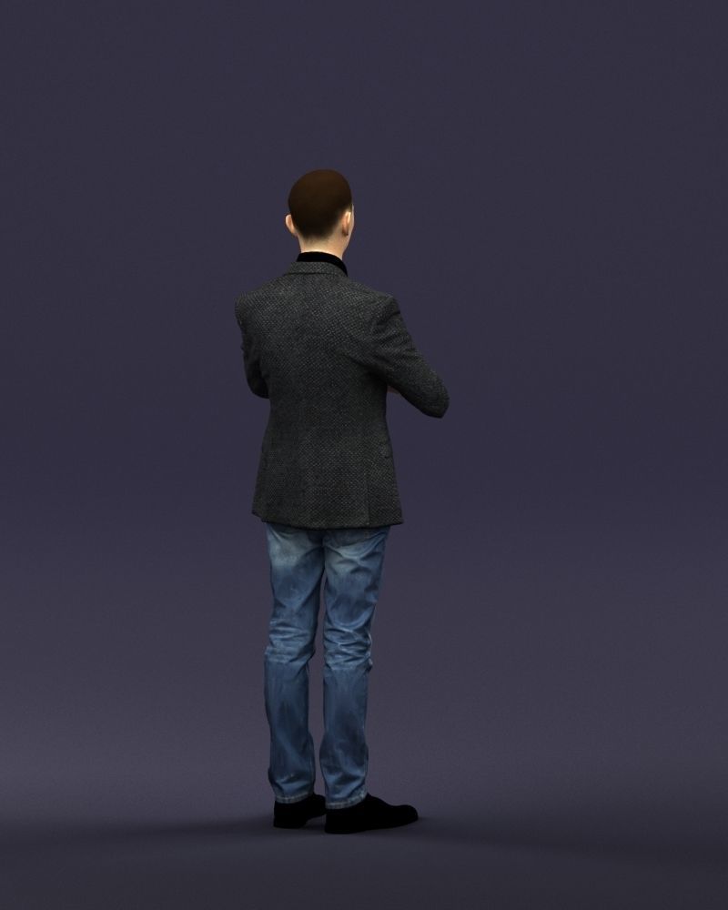 Refined black jacket man 0421 3D Print ready 3D print model_15