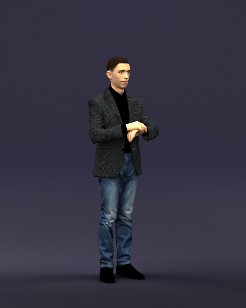 Refined black jacket man 0421 3D Print ready 3D print model_3