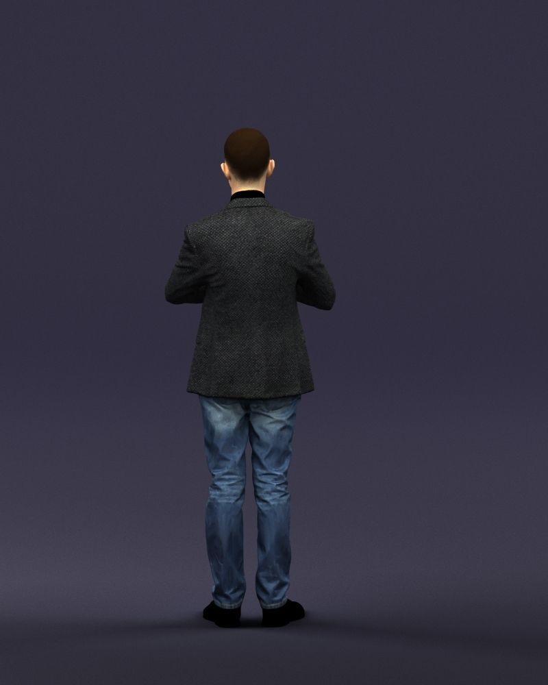 Refined black jacket man 0421 3D Print ready 3D print model_18