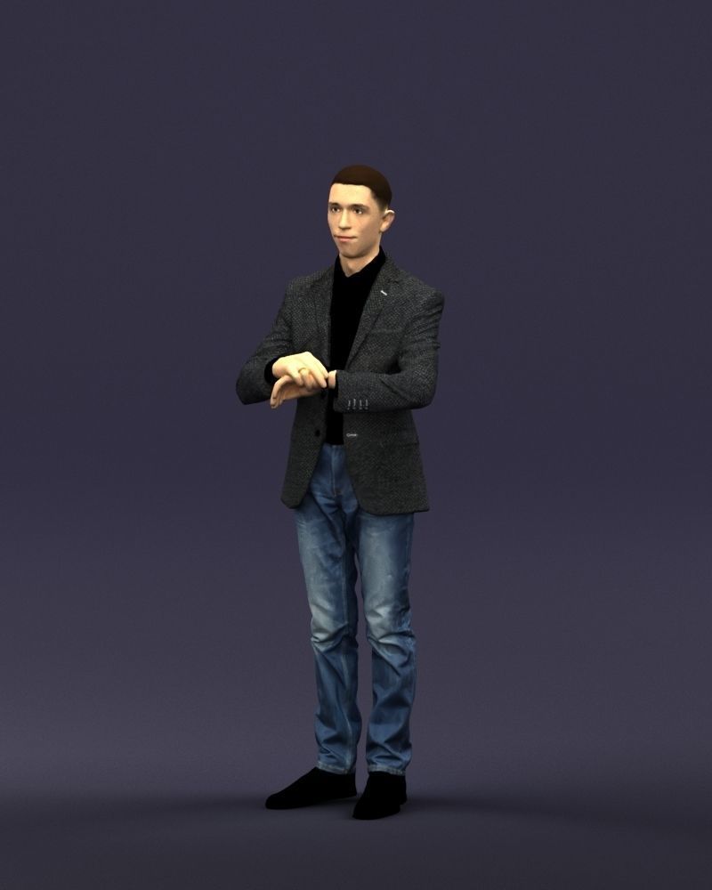 Refined black jacket man 0421 3D Print ready 3D print model_33