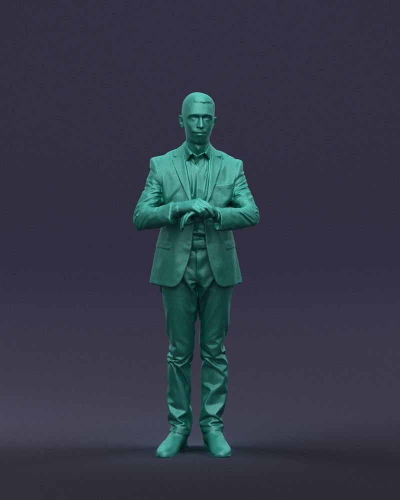 Refined black jacket man 0421 3D Print ready 3D print model_1