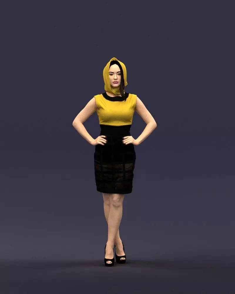 Yellow headscarf woman 0427 3D model