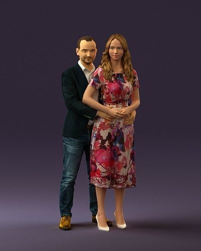 Man and woman hugs 0444 3D model