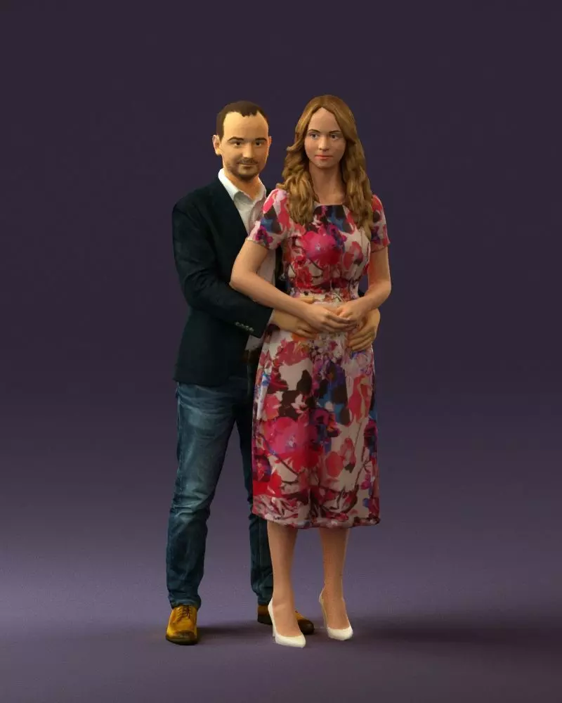 Man and woman hugs 0444 3D print model 3D print model