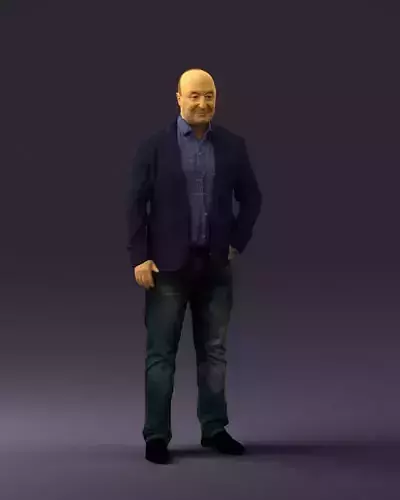 Man in blue jacket and jeans 0447 3D print model