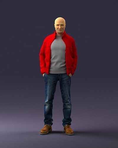 Man in red t-shirt 0244 3D model