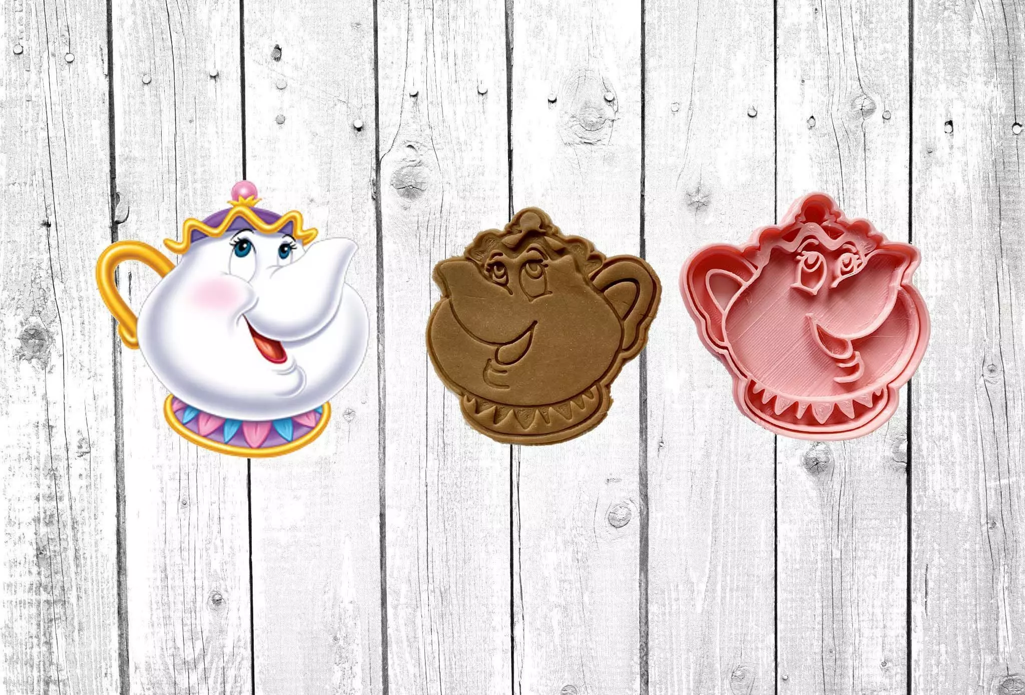 BEAUTY AND THE BEAST - MRS POTTS TEAPOT COOKIE CUTTER STAMP 3D print model