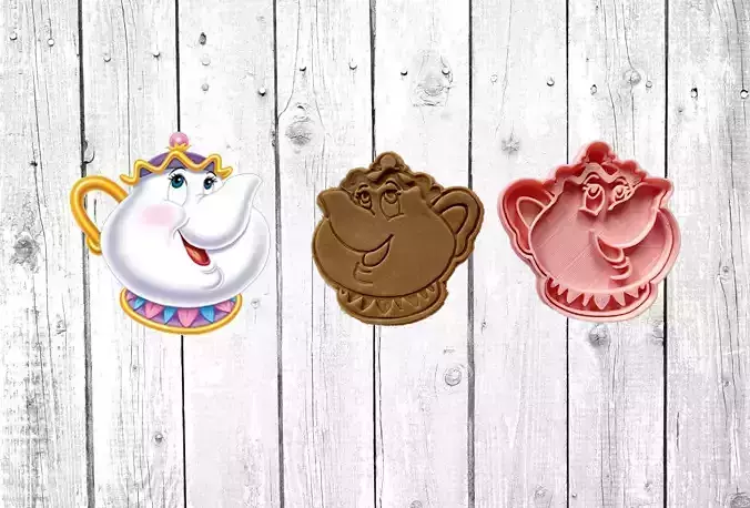 BEAUTY AND THE BEAST - MRS POTTS TEAPOT COOKIE CUTTER STAMP  3D print model