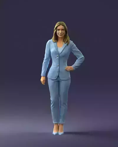 Woman in blue suit 0473 3D Print Ready 3D print model