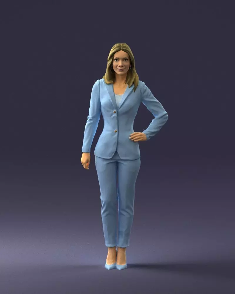 Woman in blue suit 0473 3D Print Ready 3D print model