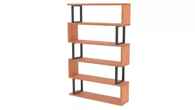 Bookshelf wooden bookcase with five shelves