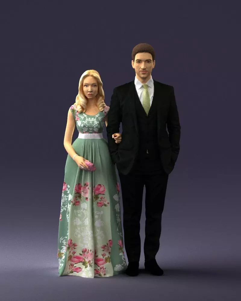 Guy and girl in colorful dress 0474 3D print ready 3D print model