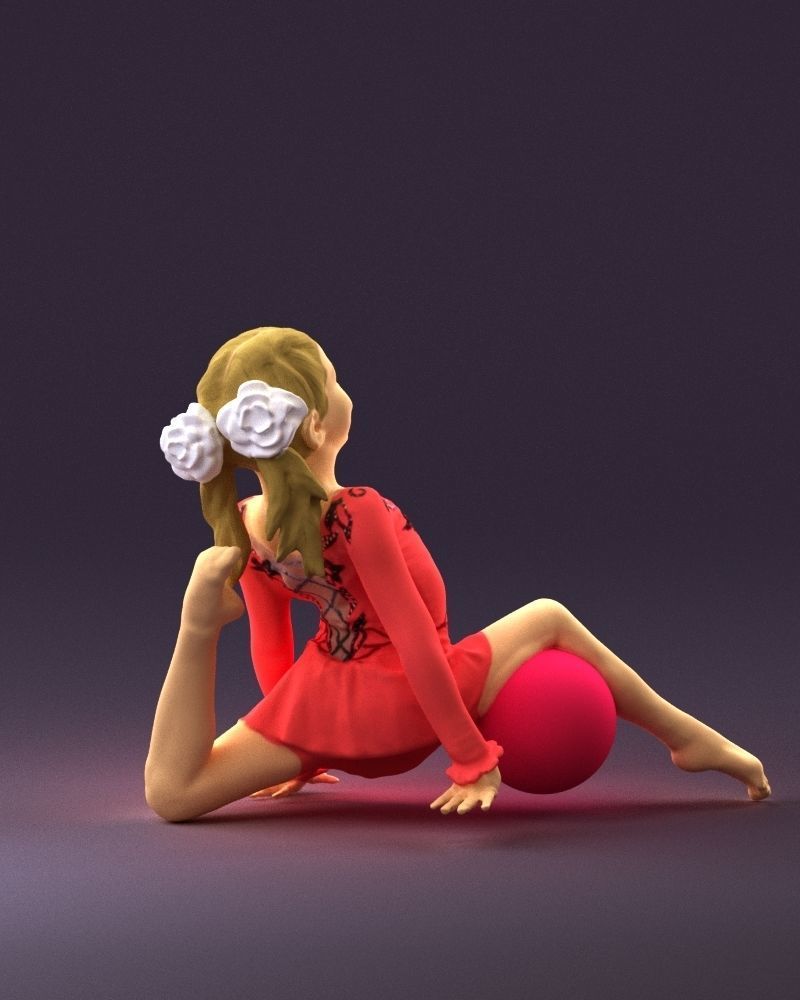 Gymnastics girl in pink 0442 3D model_12