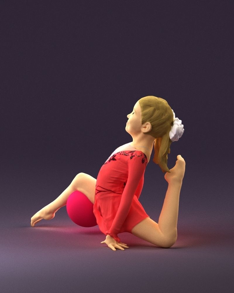 Gymnastics girl in pink 0442 3D model_21