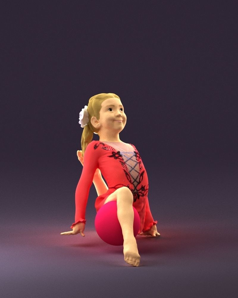 Gymnastics girl in pink 0442 3D model_36