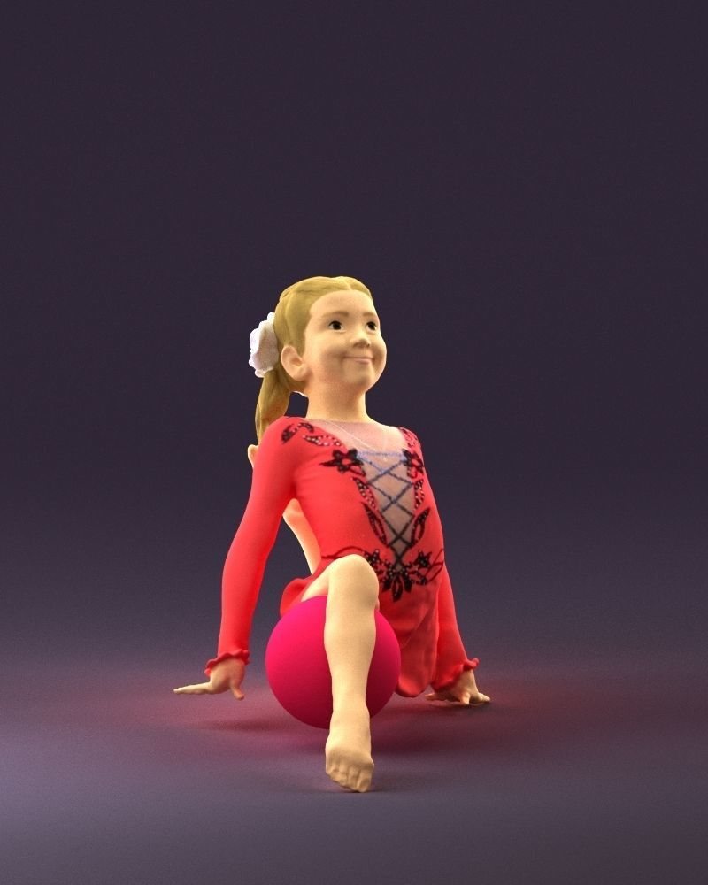 Gymnastics girl in pink 0442 3D model_33