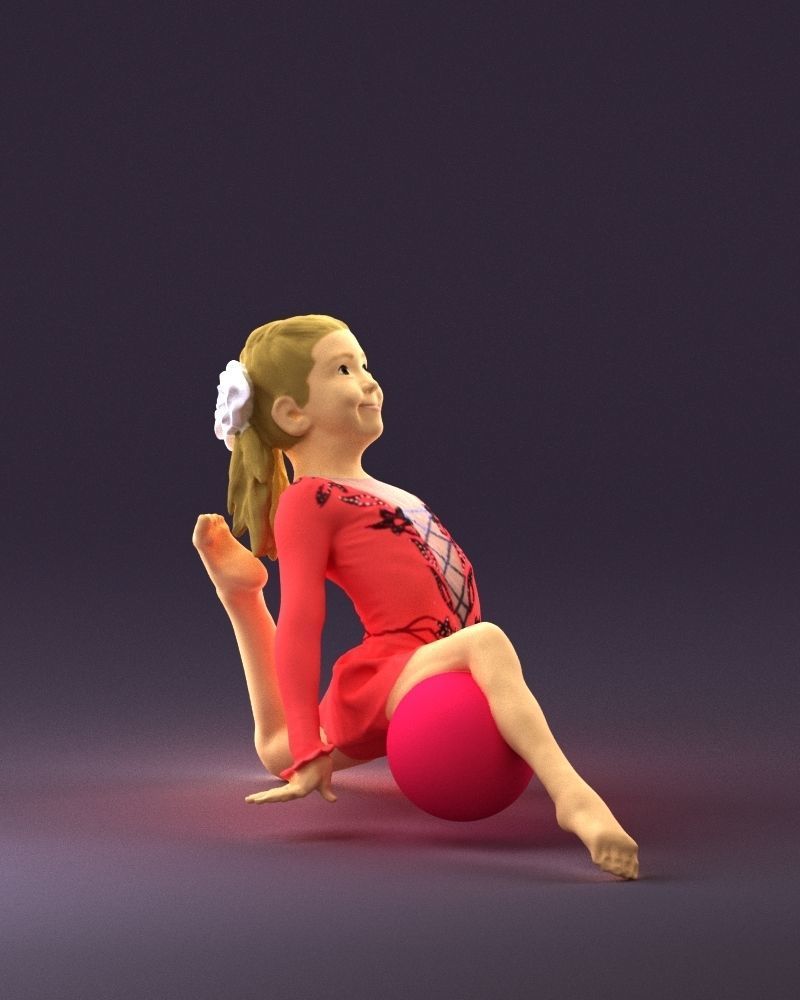 Gymnastics girl in pink 0442 3D model_6