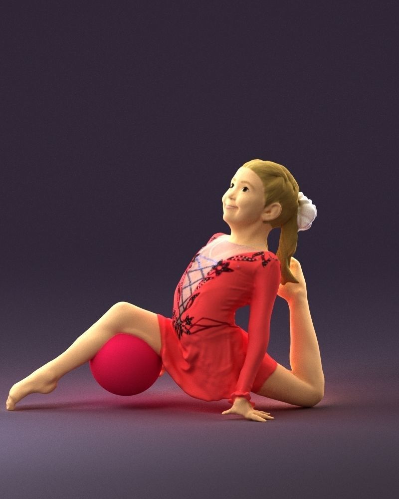 Gymnastics girl in pink 0442 3D model_24