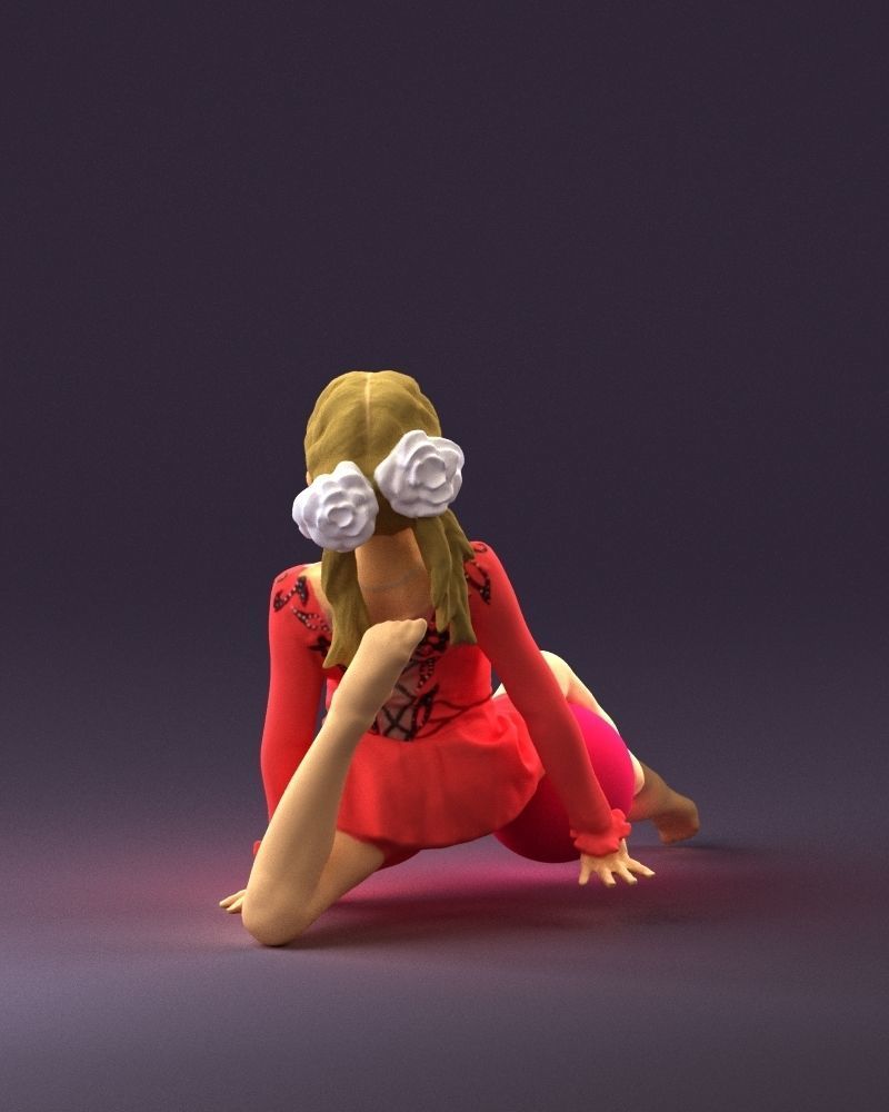Gymnastics girl in pink 0442 3D model_15