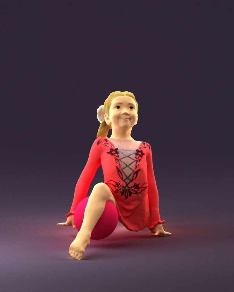 Gymnastics girl in pink 0442 3D model_30