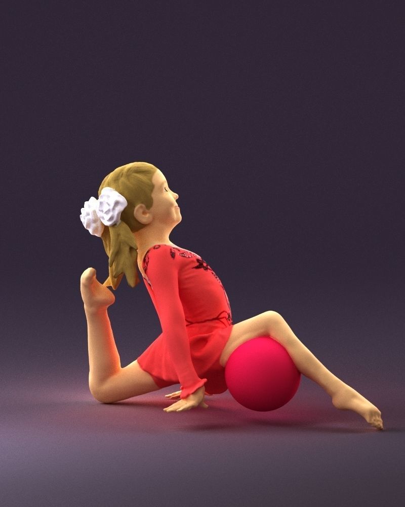 Gymnastics girl in pink 0442 3D model_9