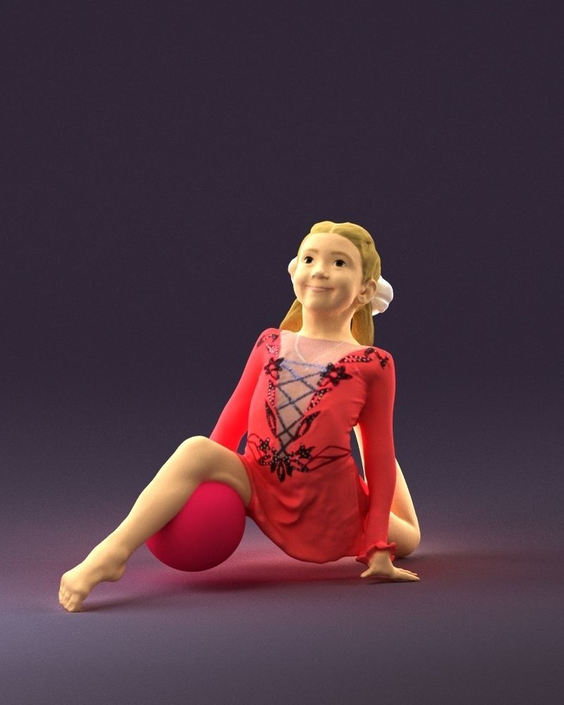 Gymnastics girl in pink 0442 3D model_27