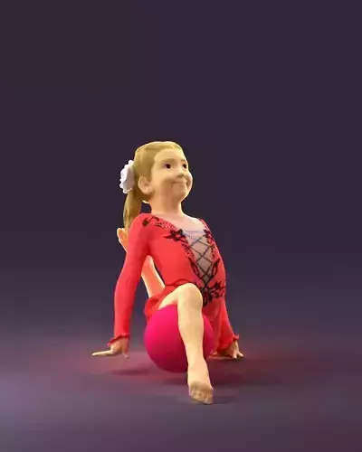 Gymnastics girl in pink 0442 3D print ready 3D print model