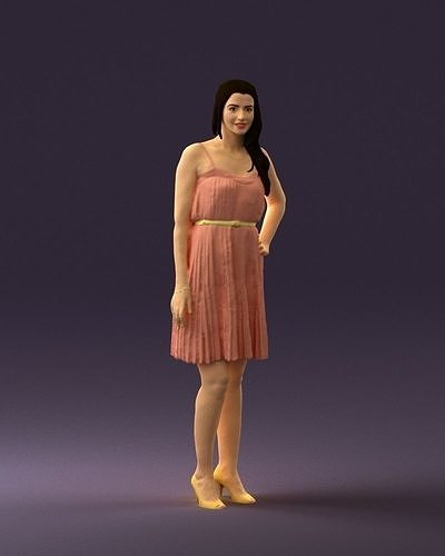 Woman in pink dress 0441 3D print ready 3D print model