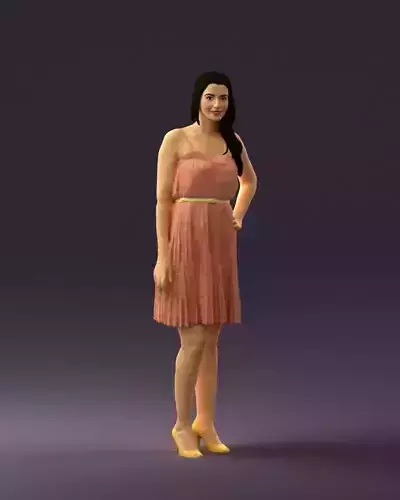 Woman in pink dress 0441 3D print ready